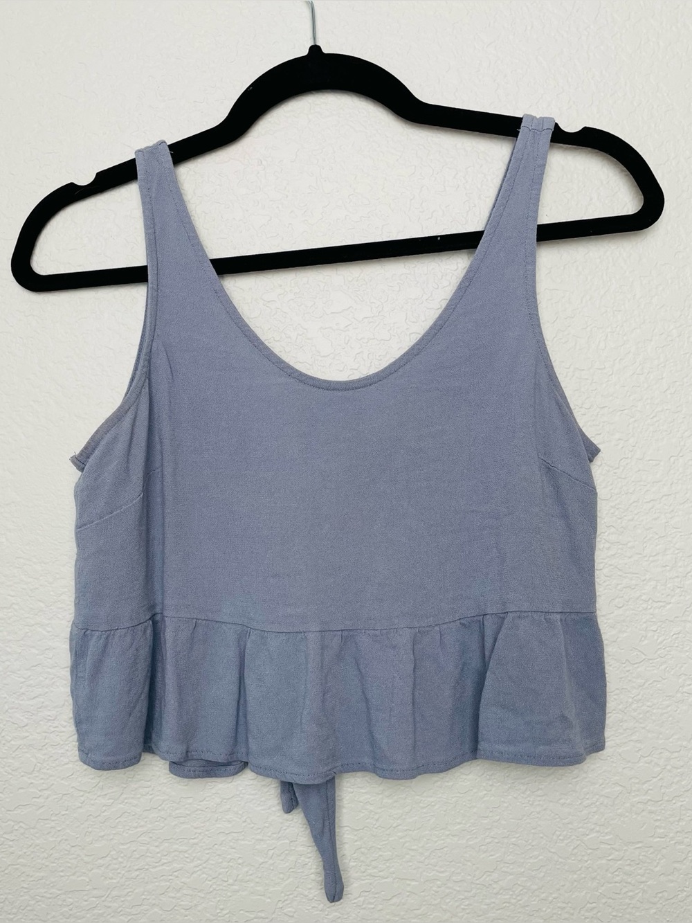 L.A. Hearts Blue Ruffle Tie Open Back Flowy Boho Romantic Crop Tank Top | Medium
